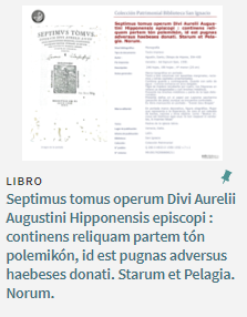 Ficha descriptiva y enlace al catálogo de libro Septimus tomus operum Divi Aurelii Augustini Hipponensis episcop